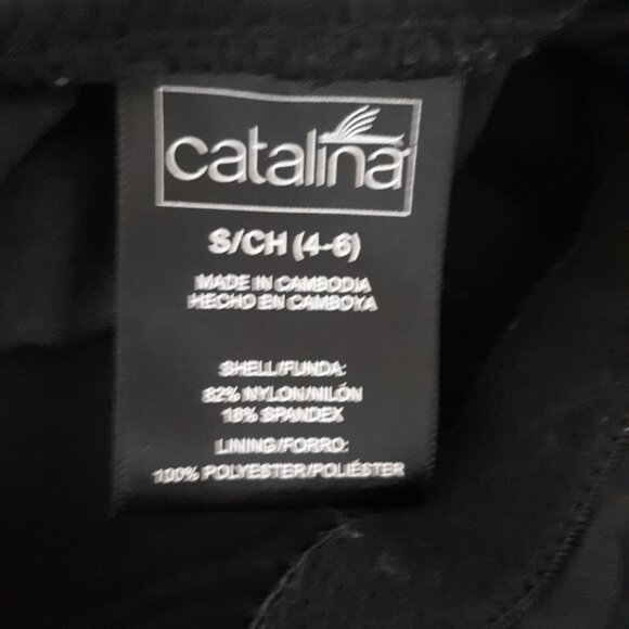 Catalina Black One Piece Swimsuit Padded Ribbed Knit Size Small 4-6 - Picture 4 of 4